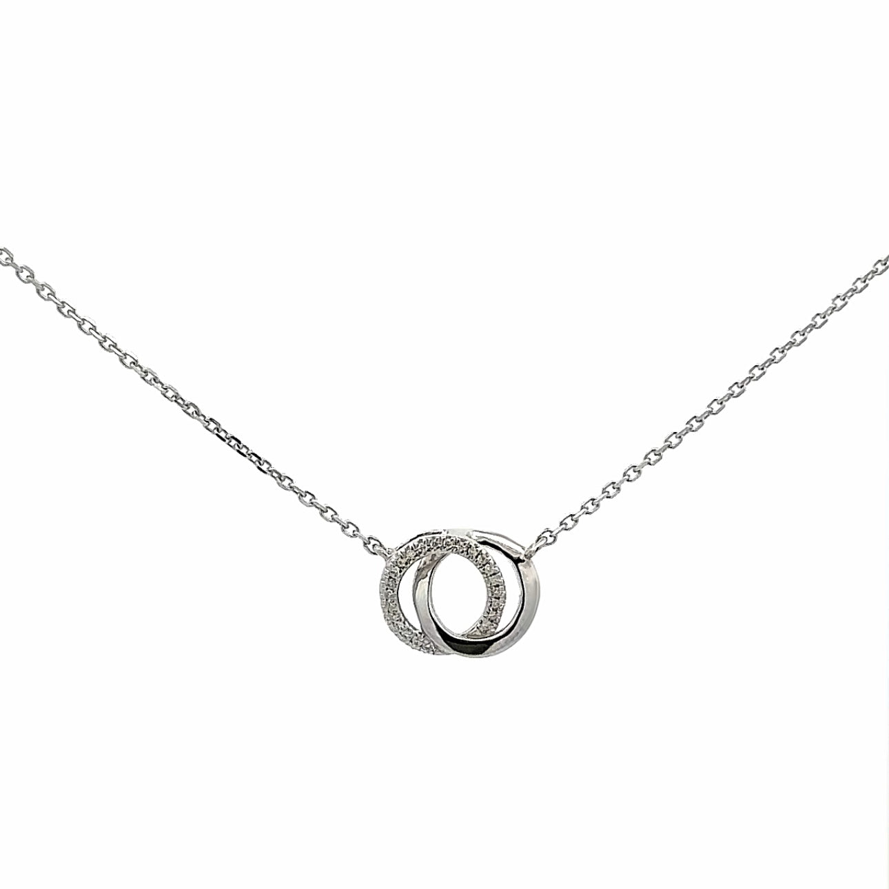14K White Gold Diamond Intertwined Pendant With Chain - Main Image